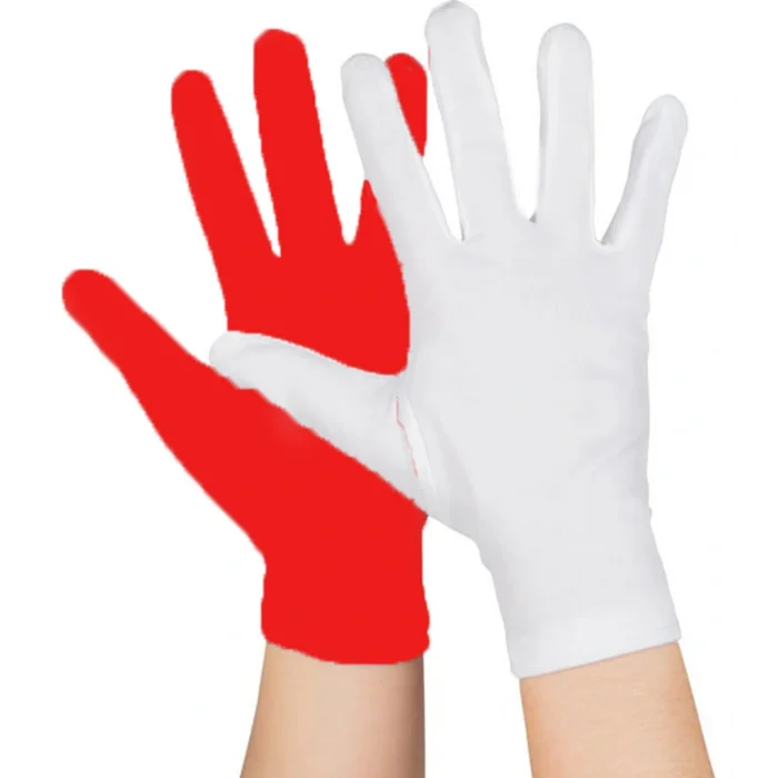Gösteriler İçin 1 Çift Kırmızı Beyaz Pandomim Eldiveni Çocuk Boy (5047)