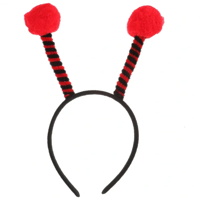 Gösteriler İçin Kırmızı Ponponlu Mega Uğur Böceği Taç 25x11 cm (5047)