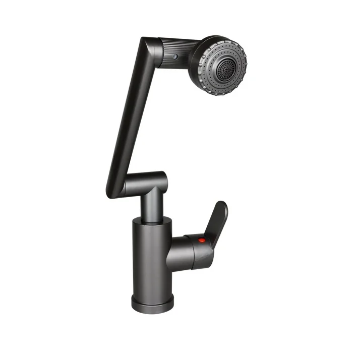 GRİ - 1080 DERECE DÖNEBİLEN ÇOK FONKSİYONLU MUSLUK BATARYA KTX-3308 (5047)