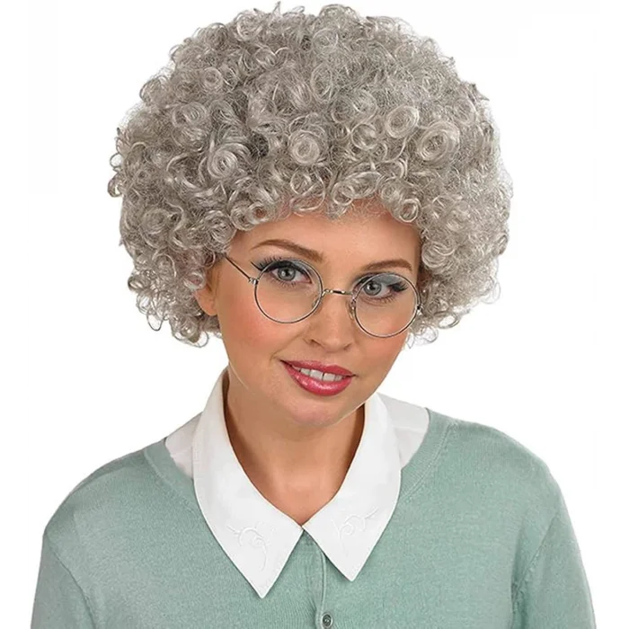 Gri Renk Kabarık Bonus Peruk Afro Takma Saç