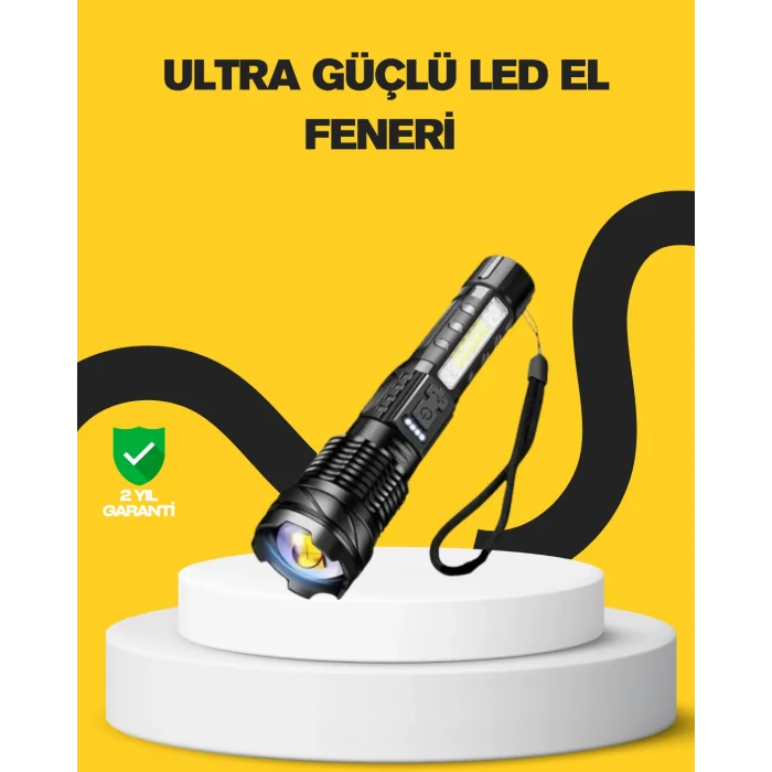 Güçlü LED El Feneri Şarj Edilebilir Çok Modlu