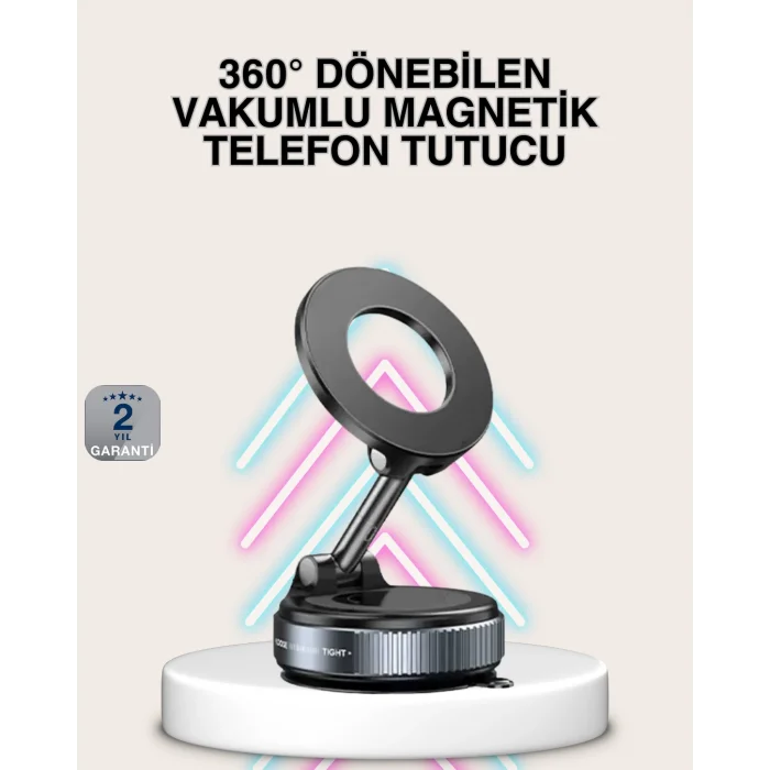 Güçlü Mıknatıslı Vakumlu Araç Telefon Tutucu Alüminyum Gövde