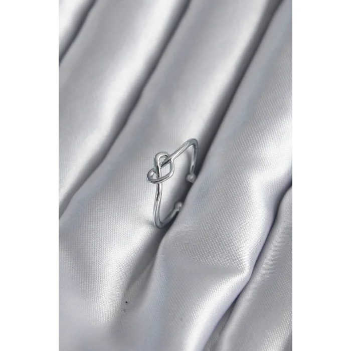 Gümüş Renk Düğüm Kalp Model Kadın Yüzük