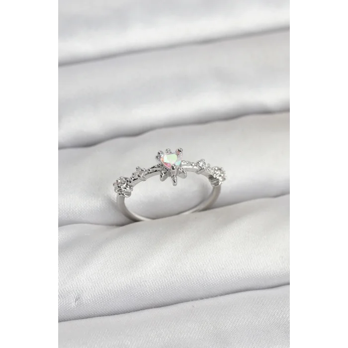 Gümüş Renk Pirinç Yıldız Model Kadın Yüzük