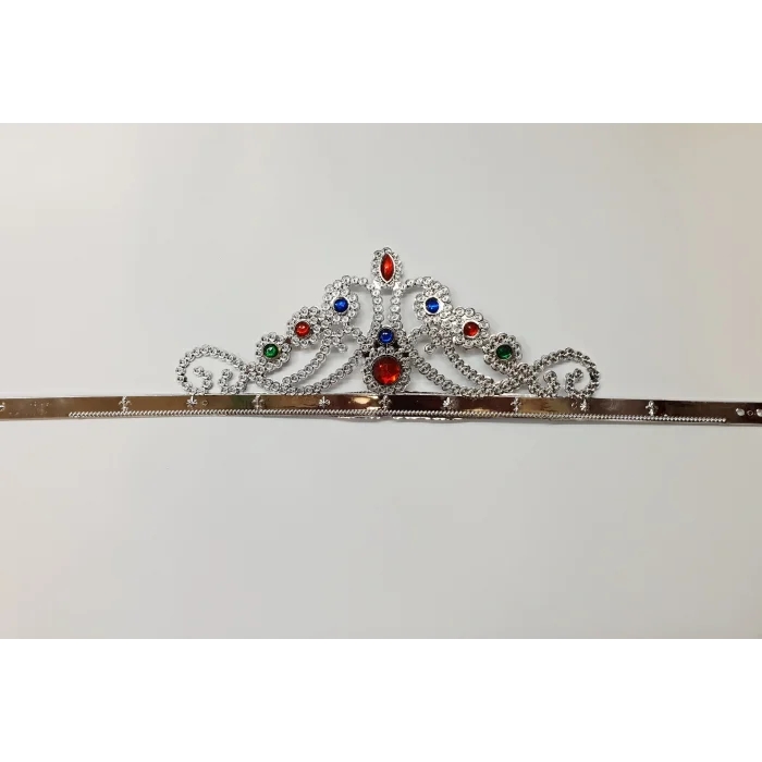 Gümüş Renk Plastik Prenses Tacı Kraliçe Tacı 60 cm (5047)
