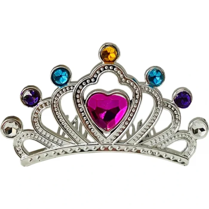 Gümüş Renk Taraklı Model Prenses Kraliçe Tacı 1 No 12x7 cm (5047)