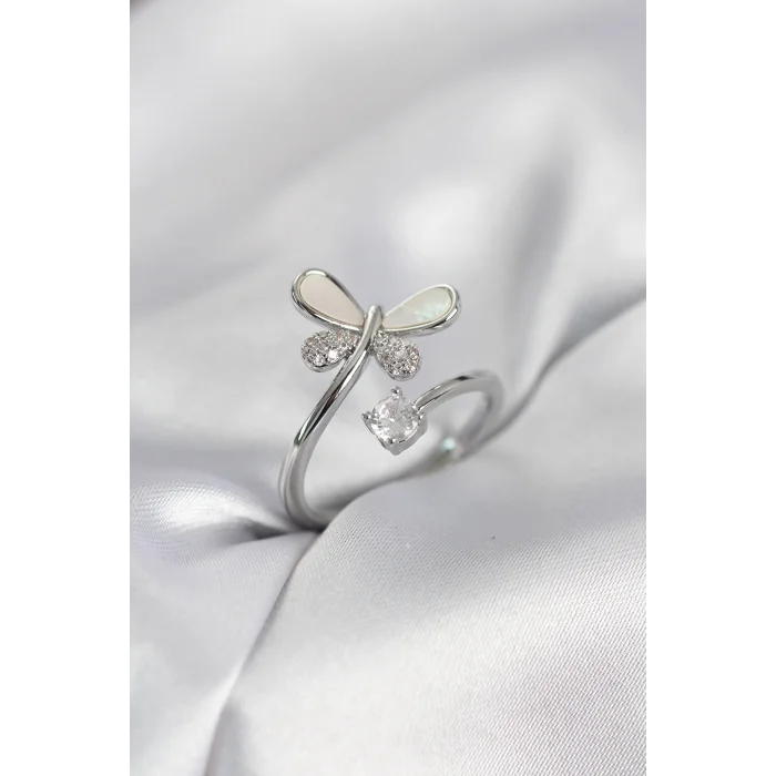 Gümüş Renk Yusufçuk Model Zirkon Taşlı Kadın Yüzük