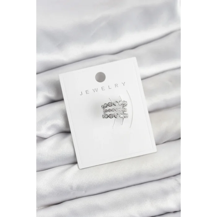 Gümüş Renk Zirkon Taşlı Pirinç Kıkırdak Earcuff Küpe