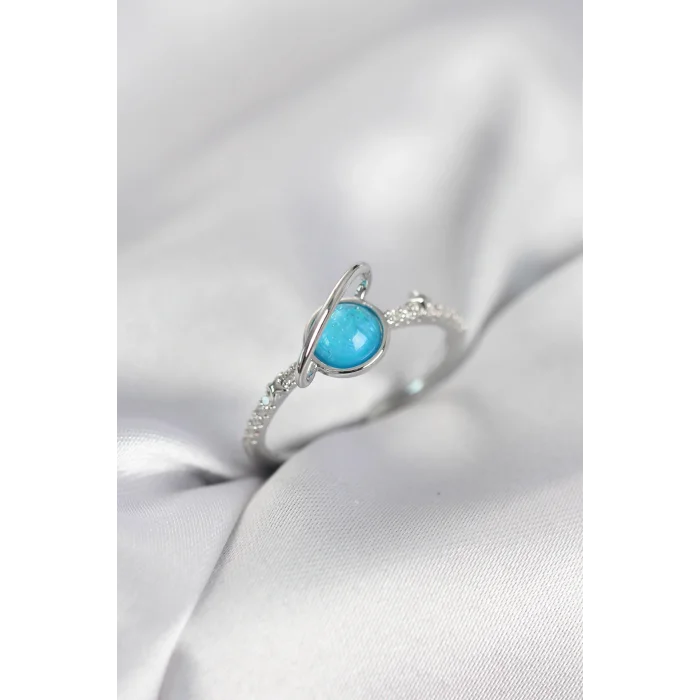 Gümüş Renk Zirkon Taşlı Satürn Model Kadın Yüzük