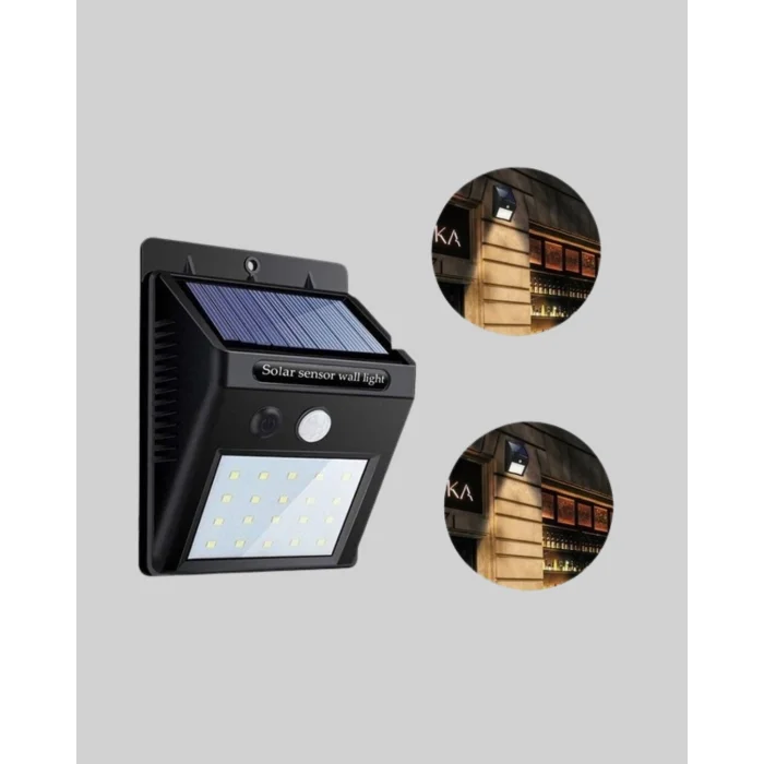 Güneş Enerjili 20 LED Hareket Sensörlü Lamba – IP65 Su Geçirmez Dış Mekan Aydınlatma