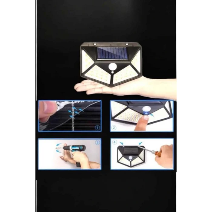 Güneş Enerjili Bahçe Aydınlatma Lambası Solar 100 Led Lamba