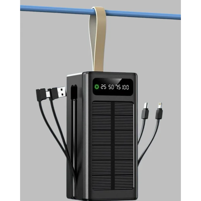 Güneş Enerjili Powerbank Dijital Göstergeli Taşınabilir Güç Kaynağı