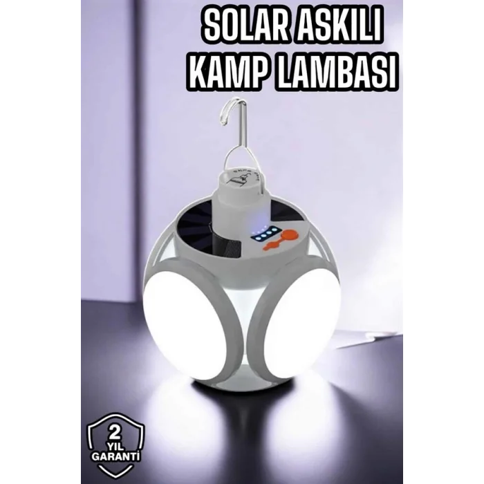 Güneş Enerjili Solar Aydınlatma Kamp Çadır Lambası  Ampül Led Şarjlı El Feneri Işıldak