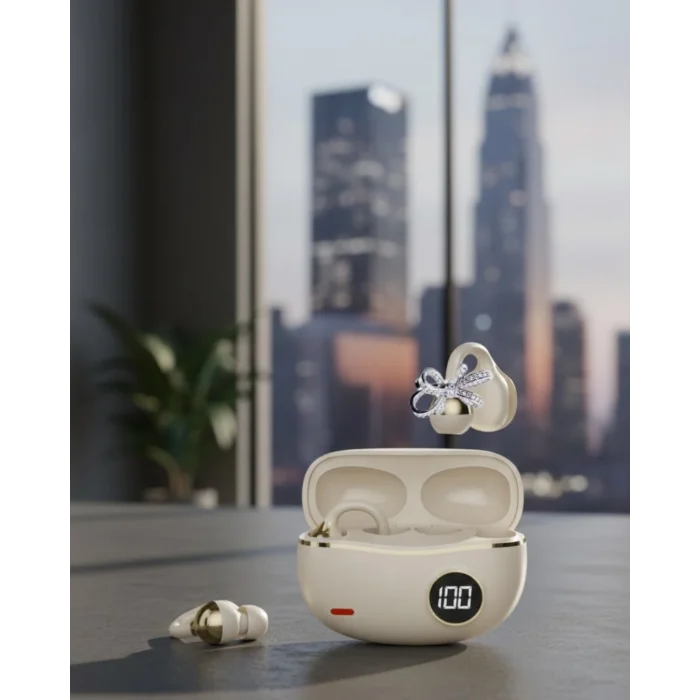 Handsfree Kablosuz Bluetooth Kulaklık Kristal Net Ses 2 Kurdele Küpe Hediyeli