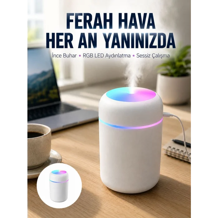 Hava Nemlendirici Buhar Makinesi Led Işıklı USB Dekoratif Nemlendirici Yeni Nesil