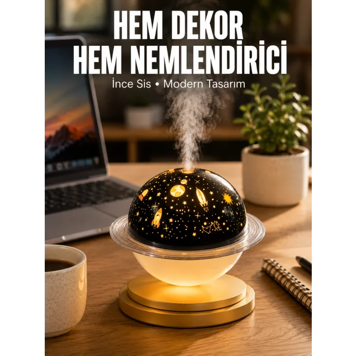 Hava Nemlendirici Renk Değiştiren Oda Kokusu Yıldızlı Projektör