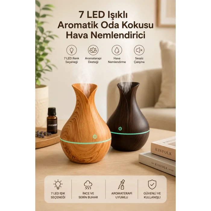 Hava Nemlendirici Ultrasonik Buhar Teknolojili Aromatik Difüzörü