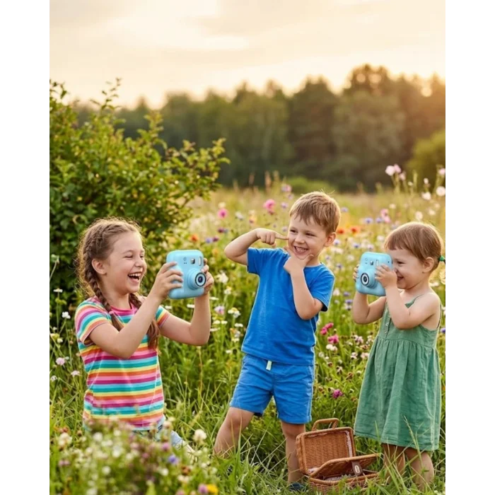 HD Ekranlı Çocuk Kamera Anında Fotoğraf Baskı ve Boyama Kalemli