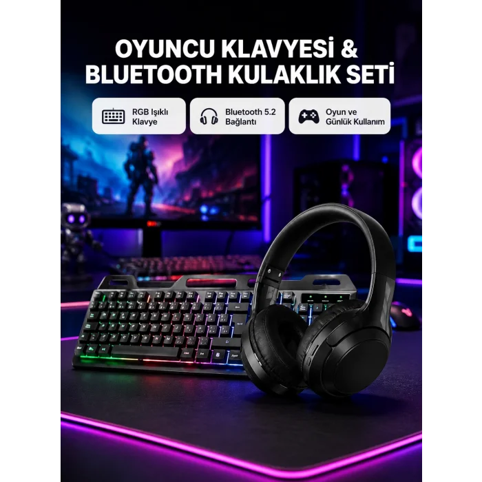 HN01 KULAKLIK + PG-8018 OYUNCU KLAVYESİ SET