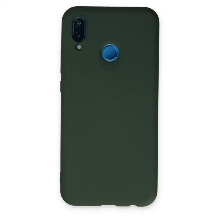 Huawei P20 Lite Kılıf Nano İçi Kadife Silikon - Koyu Yeşil