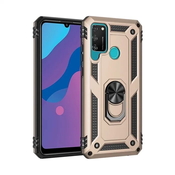 Huawei Y6p Kılıf Sofya Yüzüklü Silikon Kapak - Gold