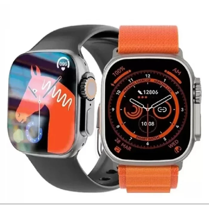 Hw8 Ultra Çift Kordon 49mm  Siri Nfc Bluetooth Arama Konuşma  İos & Android Uyumlu Akıllı Saat