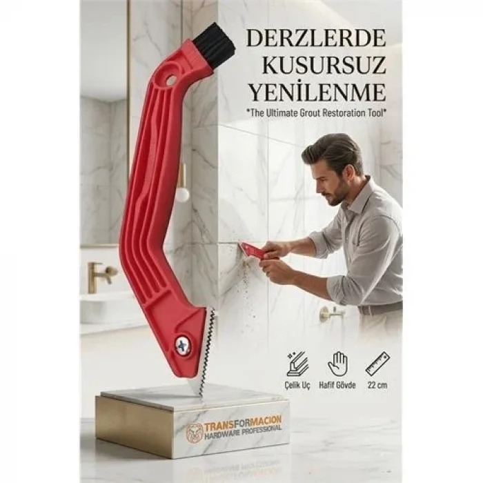 2 Boyutlu Çelik Uçlu Derz Kazıyıcı Ve Fırça  - 22 Cm Fayans Arası Temizlik Ve Sökme Aparatı 716048