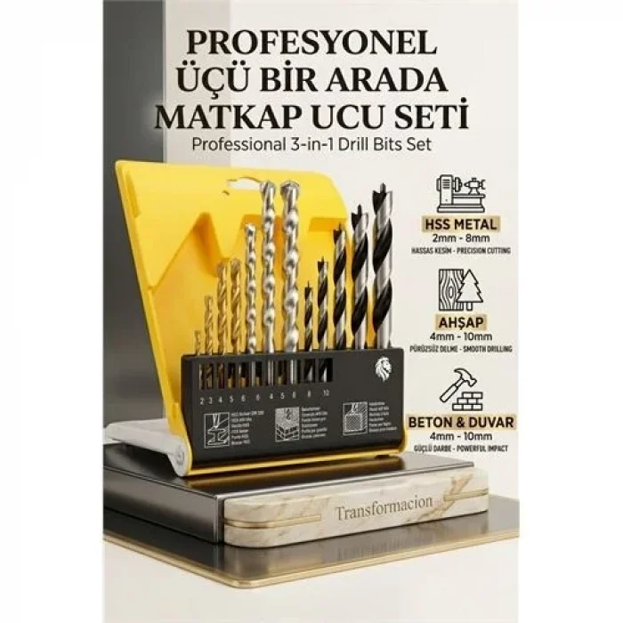 Matkap Ucu Seti- Beton Metal Ahşap Matkap Ucu Drill Bits Set 16 Lı Set 721728
