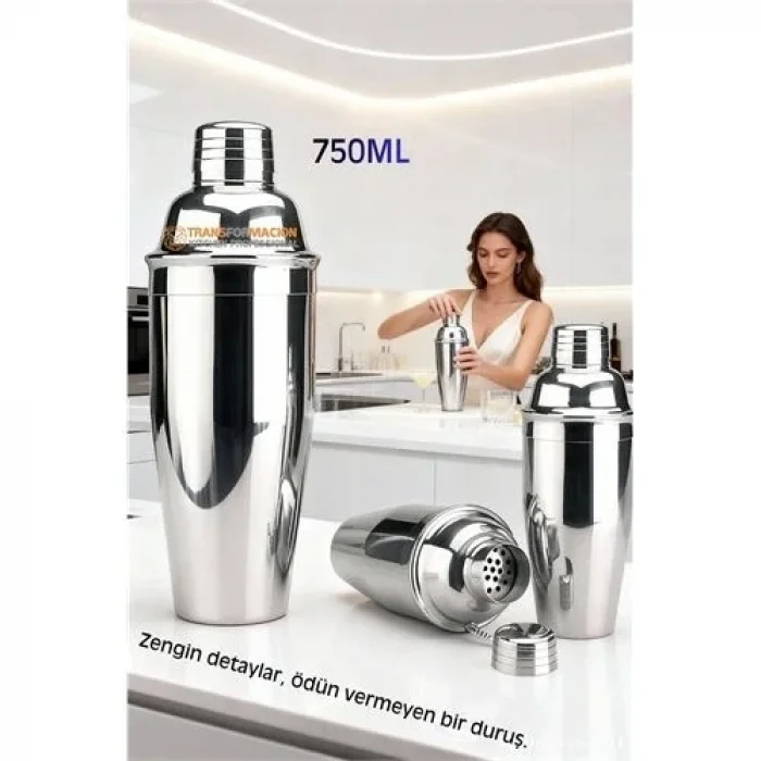 750 ml Inox Shaker - Kokteyl Karıştırma Kabı  Süzgeçli Bar Shaker Paslanmaz Çelik
