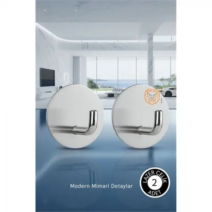 2li Banyo Ve Mutfak Askı Seti - Sus304 Lazer Kesim Çelik  Ultra Güçlü Yapışkanlı Askı