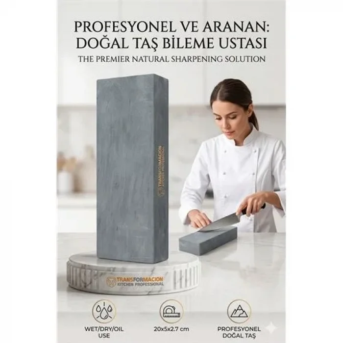 Profesyonel Doğal Bileme Taşı | Islak Yağlı Ve Kuru Kullanım | Şef  Bileyici 723078