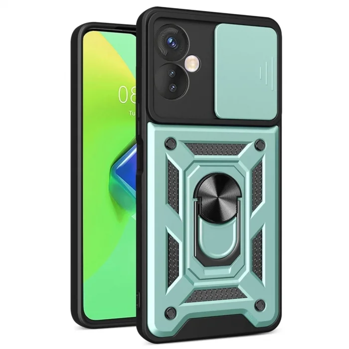 İnfinix Hot 30 4g Kılıf Pars Lens Yüzüklü Silikon - Yeşil