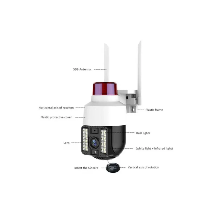 INT-CMR21 SD-kart destekli Hareketli Sesli Gece Renkli PTZ Akıllı Wifi Güvenlik Kamerası (5047)