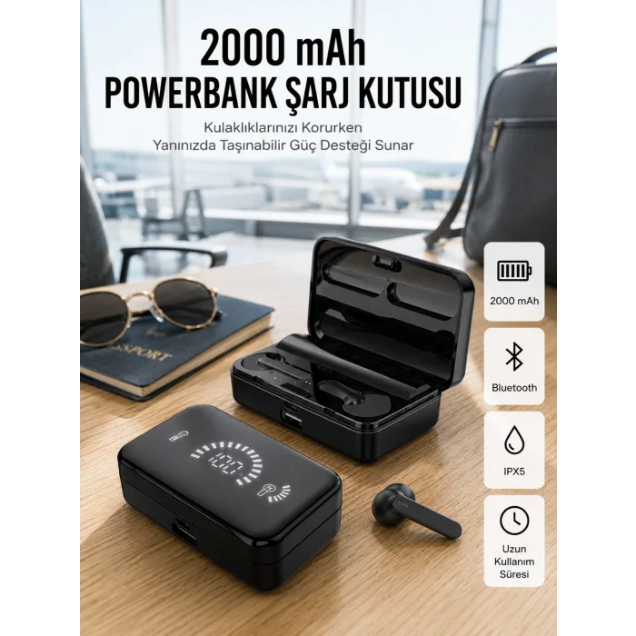 İos Android Uyumlu Bluetooth Kulaklık Kablosuz Kulaklık Yüksek Basslı