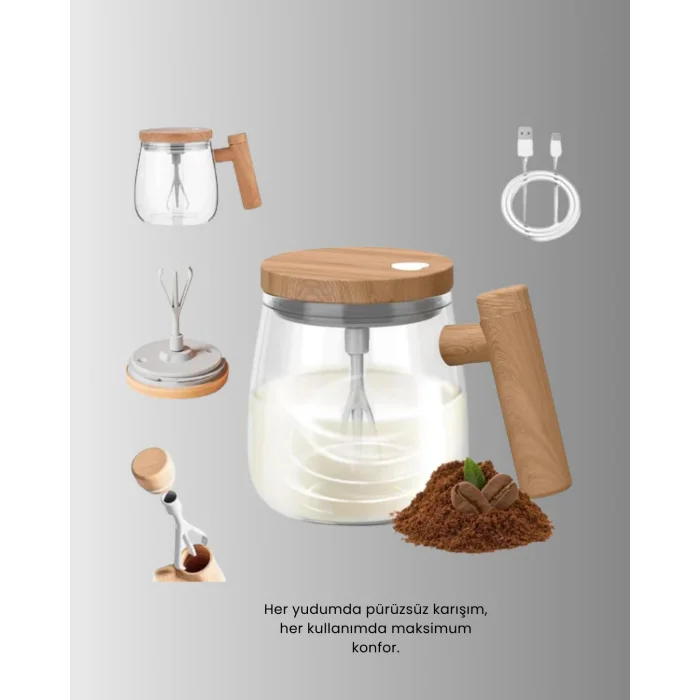 IP6 Su Geçirmez Şarjlı Kupa – 3D Karıştırma, Sabit Sıcaklık, 400 ml