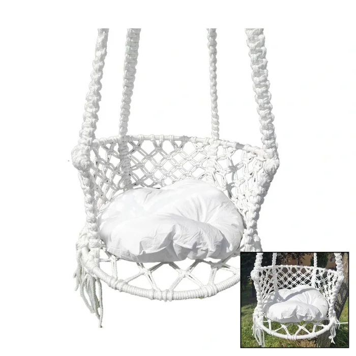 İPEK HAMAK DAVUL SALINCAK  MİNDERLİ   ÇAP:60CM   150KG.TAŞIMA KAPASİTESİ   1-ASMA HALATI - 1-ÇELİK DUBEL (5047)