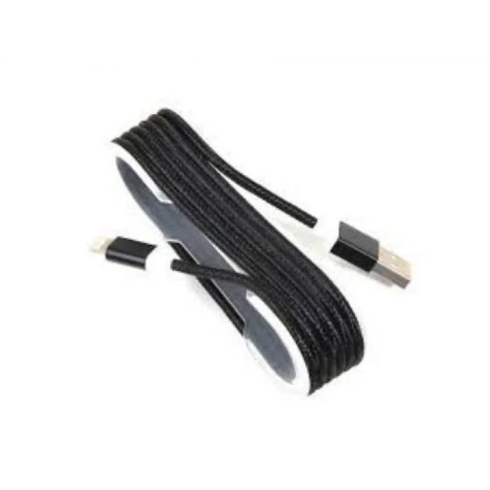 Örgü Şeklinde Renkli Çelik Şarj Data Kablosu - Siyah