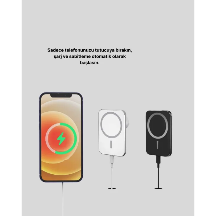 iPhone Serileri ile Uyumlu MagSafe Manyetik Araç Telefon Tutucu ve Şarj Cihazı