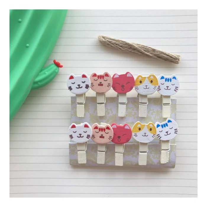 İpli Mandallı Kedili Fotoğraf Albümü Kedi Kafası Şekilli Mandal