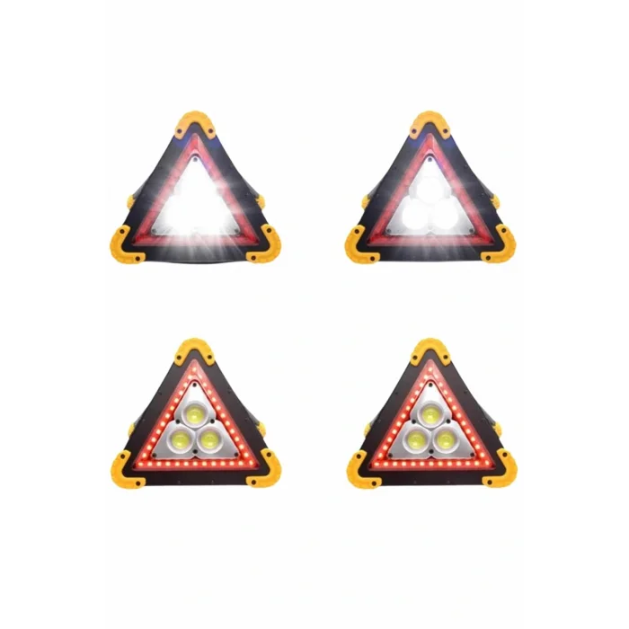 Işıklı İkaz Lambası Reflektör Şarjlı Işıklı Üçgen LED Acil Durum Feneri