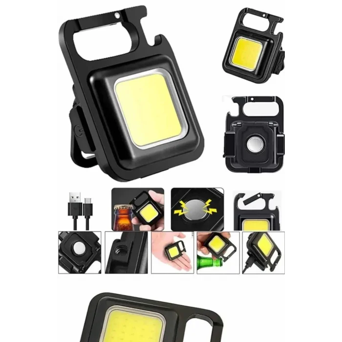 Işıldak USB Şarjlı Cep El Feneri Taşınabilir Mini Led Işık Çok Fonksiyonlu