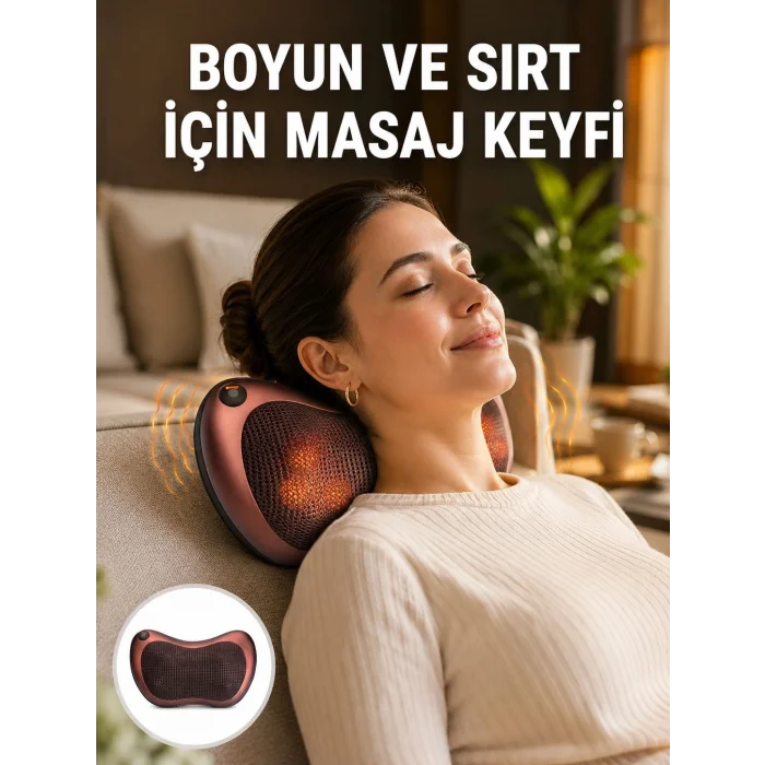 Isıtma Özellikli Derin Yoğurma Masaj Yastığı Priz & Çakmak Girişli Yeni Nesil