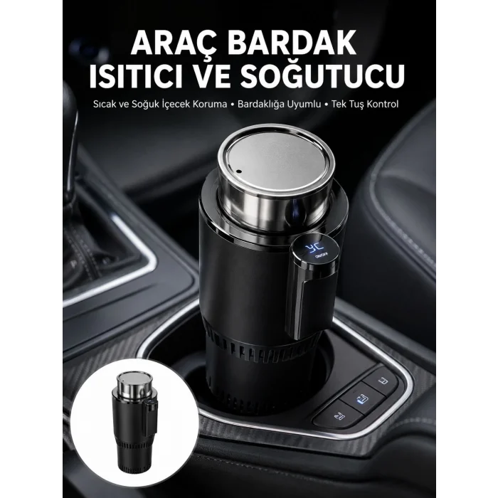 Isıtma Soğutma Özellikli Araç Bardaklığı Çakmak Girişli Akıllı Yeni Nesil