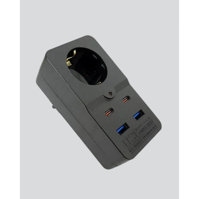 Isıya Dayanıklı PC Gövdeli Akım Korumalı Priz 4 USB Yeni Nesil