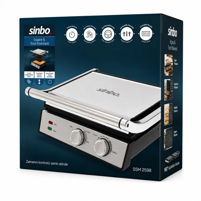 IZGARA VE TOST MAKİNESİ 4 DİLİM YAPIŞMAZ YÜZEY 2000W SSM-2598 (5047)