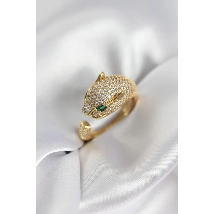 Jaguar Model Gold Renk Zirkon Taşlı Kadın Yüzük