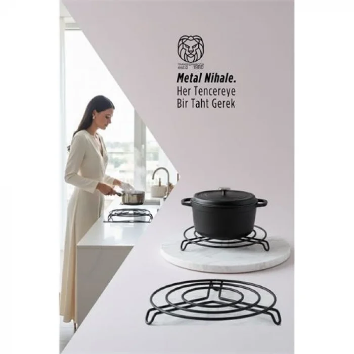 Juliette Serisi Siyah Metal Nihale - 20 cm Isıya Dayanıklı Lüks Tencere Altlığı