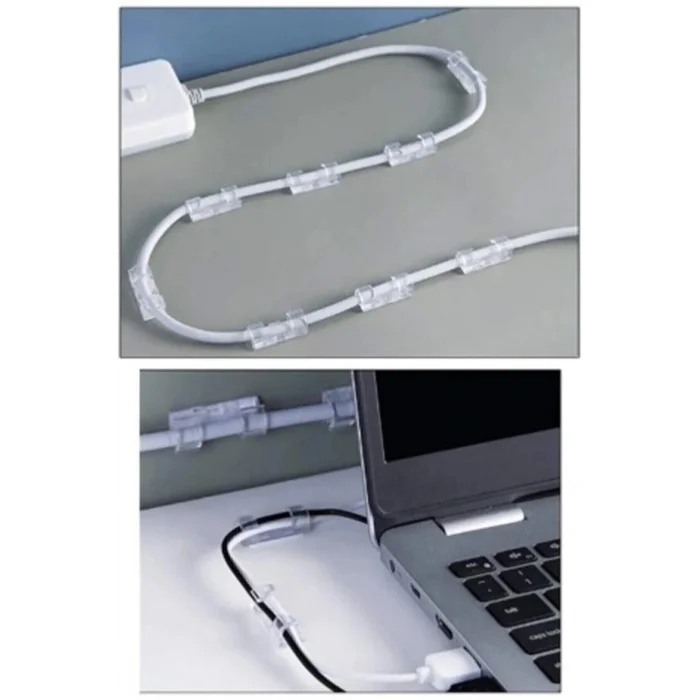 Kablo Sabitleyici Klipsler 20 Adet Kablo Düzenleyici Duvar Fayans Cam Kablo Tutucu Yapışkanlı Klips (5047)