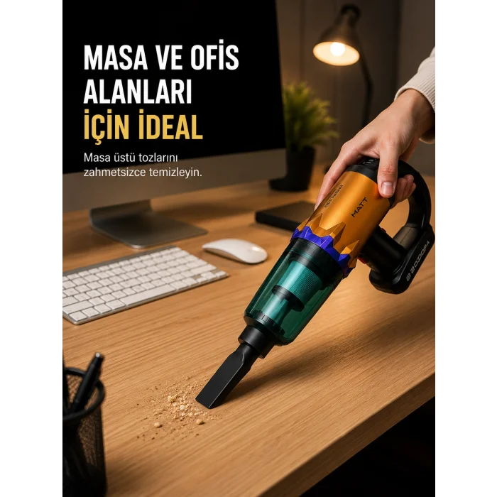 Kablosuz Araç Süpürgesi Yıkanabilir Filtreli Taşınabilir El Tipi Süpürge