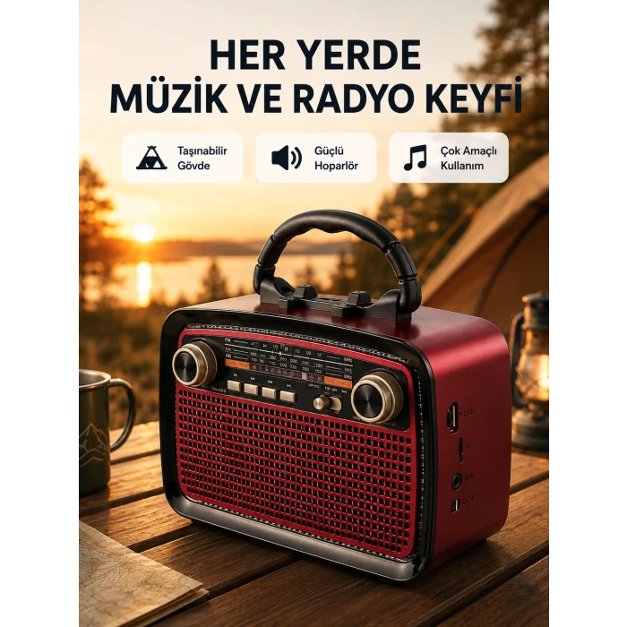 Kablosuz Bluetooth Hoparlör – Yüksek Ses Kalitesi, Uzun Pil Ömrü, FM ve AM Radyo Fonksiyonu